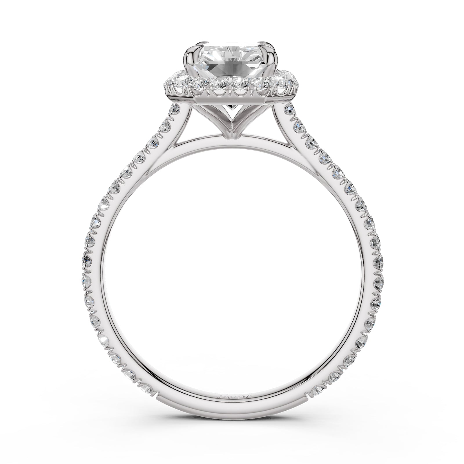 French U Pave Halo 2.54 Ctw. Round IGI Certified Diamond Engagement Ring